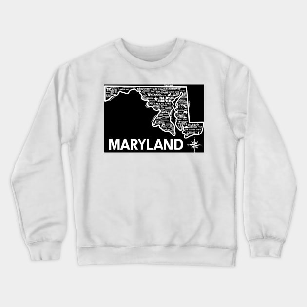 Maryland Map Crewneck Sweatshirt by fiberandgloss